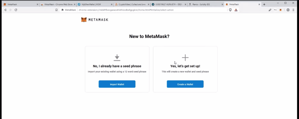 Select the option to set up a new wallet