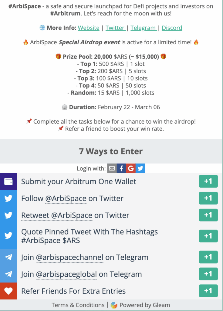 ArbiSpace airdrop tasks
